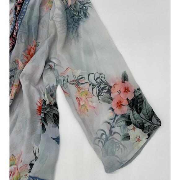 Feathers By Tolani Blouse Womens Small Floral Faux Wrap Lightweight Top - Picture 4 of 5